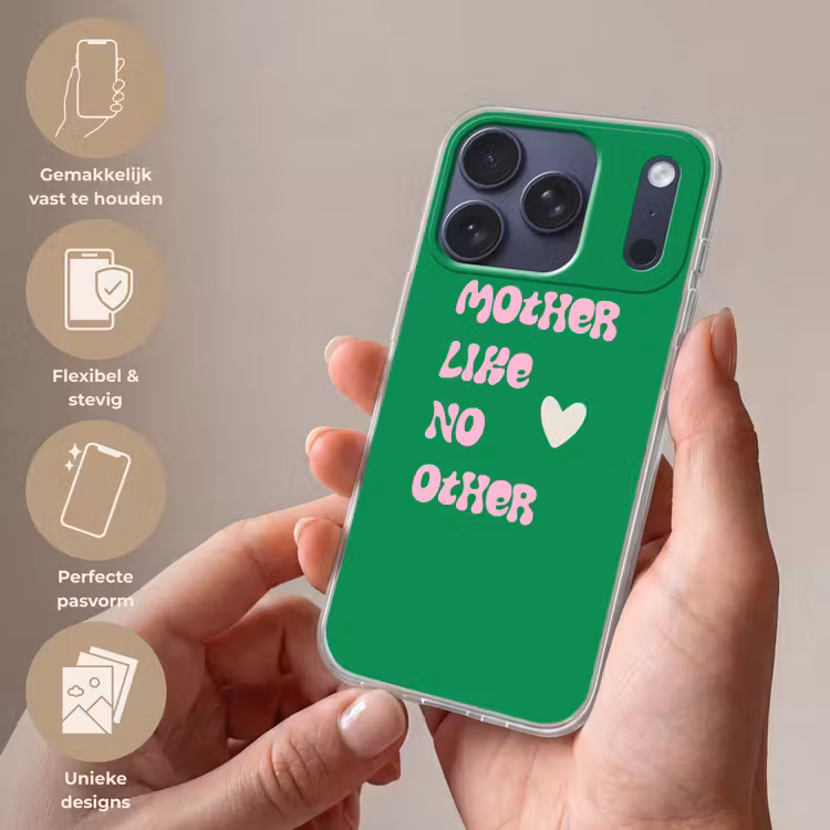 Tekst - Hartje - Moeder - Groen Telefoonhoesje iPhone 17 Pro klein -sfeer3_NL