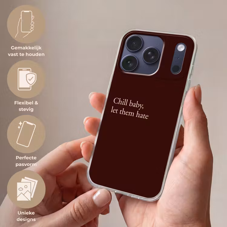 Tekst - Rood - Minimalistisch Telefoonhoesje iPhone 17 Pro klein -sfeer3_NL