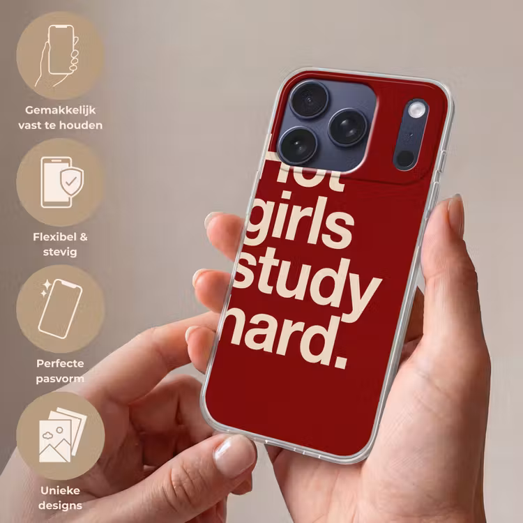 Tekst - Studie - Motivatie - Modern - Rood Telefoonhoesje iPhone 17 Pro klein -sfeer3_NL