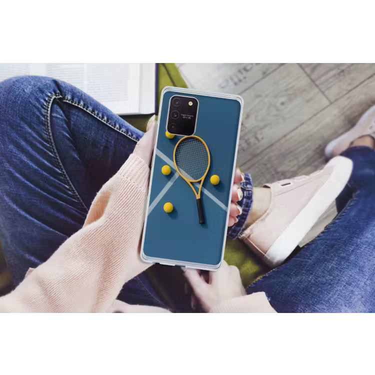 Tennisracket - Bal - Blauw - Veld Telefoonhoesje Samsung Galaxy S10 Lite klein -handS10Lite