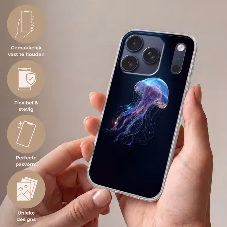 Tentakels - Kwal - Paars - Sprankeling Telefoonhoesje iPhone 17 Pro klein -sfeer3_NL