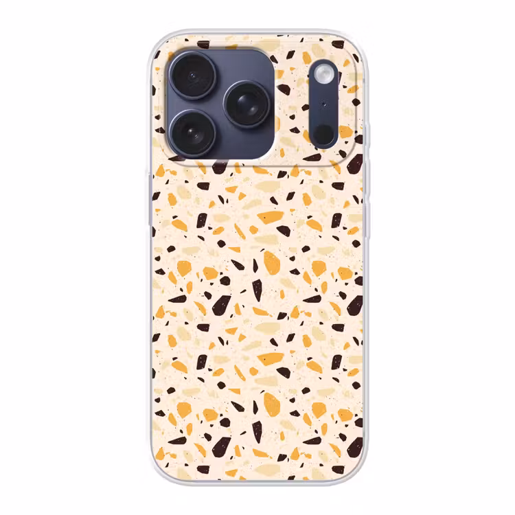Terrazzo -  Patroon - Geel - Telefoonhoesje iPhone 17 Pro klein 878 -3d