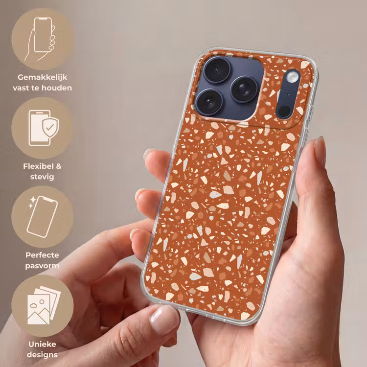 Terrazzo - Patroon - Klei Telefoonhoesje iPhone 17 Pro klein 878 -sfeer3_NL