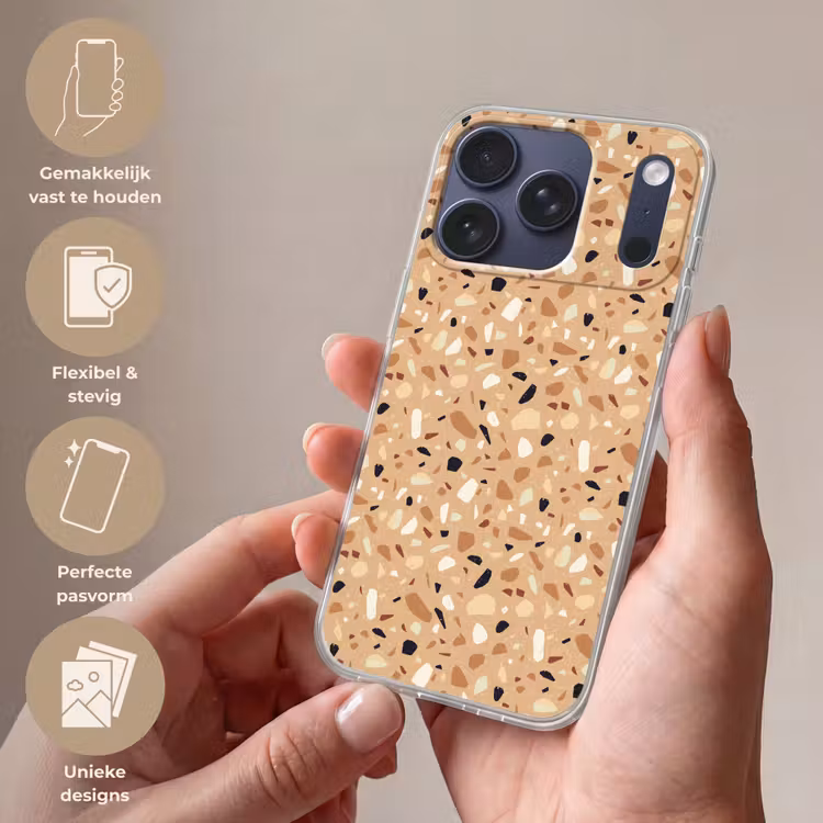 Terrazzo - Patroon - Kleurrijk - Oranje Telefoonhoesje iPhone 17 Pro klein 878 -sfeer3_NL