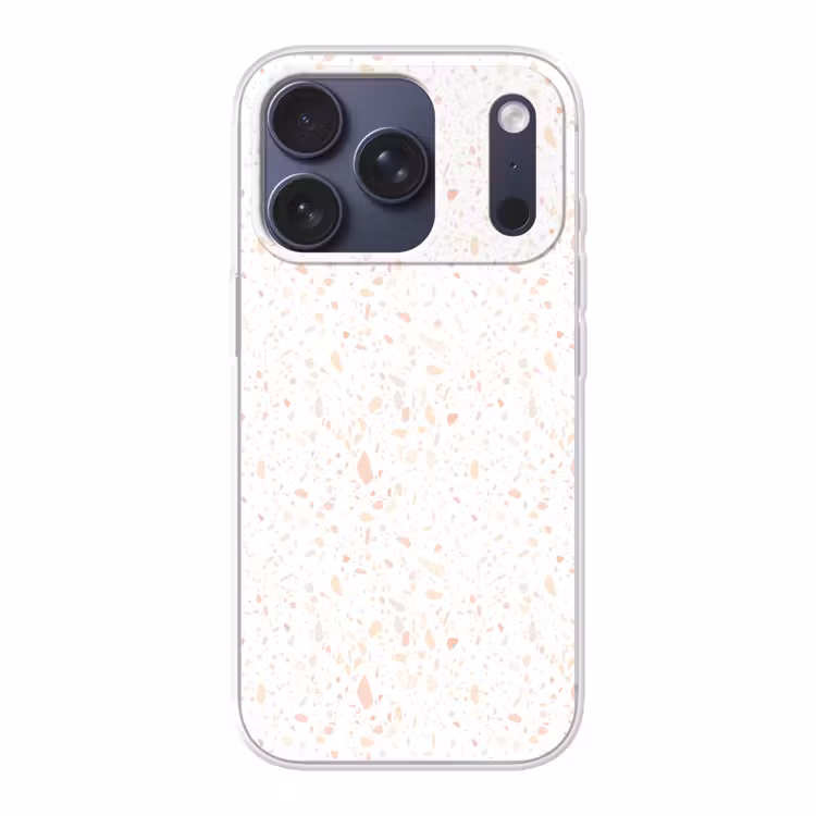 Terrazzo - Patroon - Wit - Perzik Telefoonhoesje iPhone 17 Pro klein 878 -3d