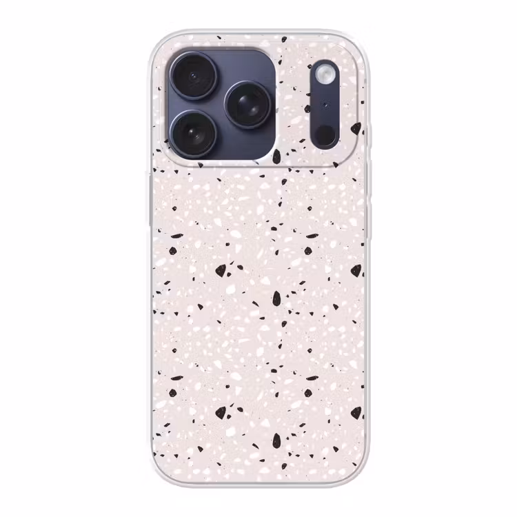 Terrazzo - Patroon - Zacht - Zwart - Wit Telefoonhoesje iPhone 17 Pro klein 878 -3d