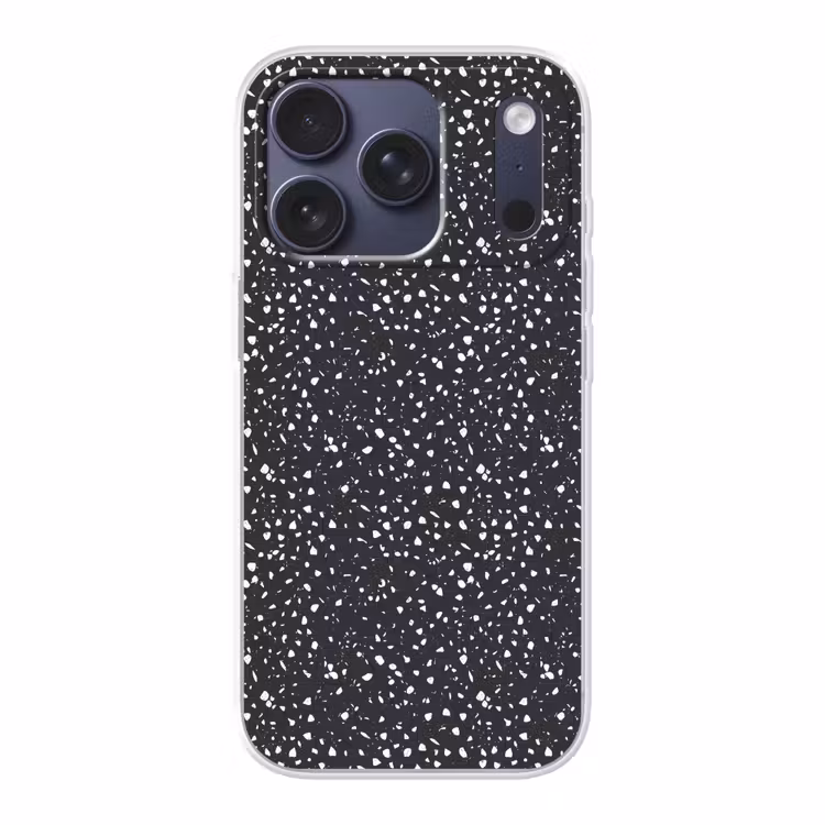Terrazzo -  Patroon - Zwart - Wit Telefoonhoesje iPhone 17 Pro klein 878 -3d