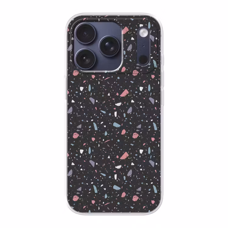 Terrazzo - Patroon - Zwart - Zacht Telefoonhoesje iPhone 17 Pro klein 878 -3d