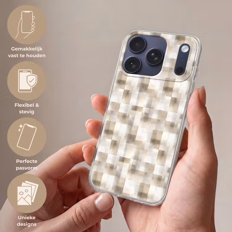 Textuur - Linnen - Beige Telefoonhoesje iPhone 17 Pro klein 878 -sfeer3_NL