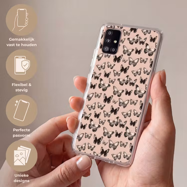 Tijdloos - Vlinders - Perzik Telefoonhoesje Samsung Galaxy A51 5G klein 373 -sfeer3_NL