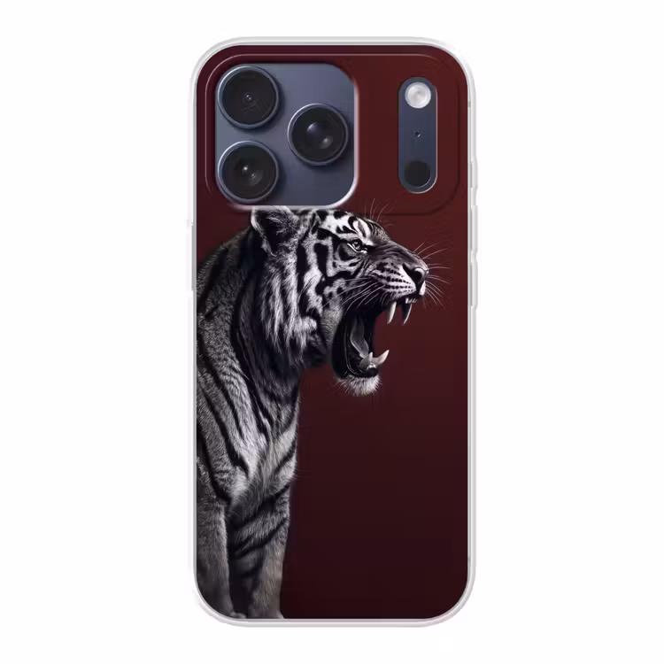 Tijger - Brult - Bordeaux Telefoonhoesje iPhone 17 Pro klein -3d