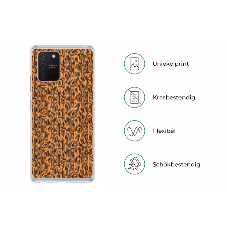 Tijger - Oranje - Patroon - Strepen Telefoonhoesje Samsung Galaxy S10 Lite klein 364 -specsS10Lite