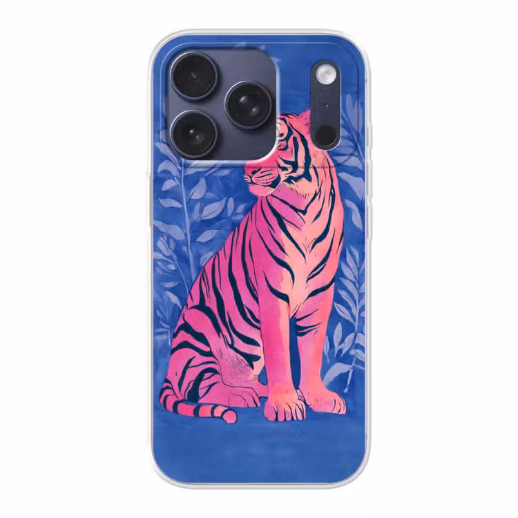 Tijger - Roze - Bladeren - Jungle Telefoonhoesje iPhone 17 Pro klein -3d
