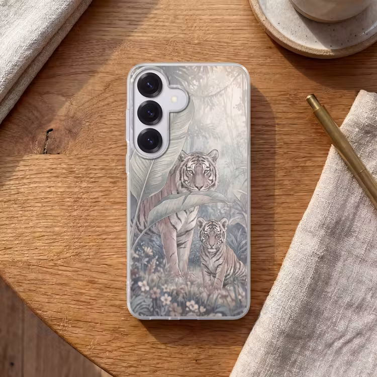 Tijger - Welp - Jungle - Illustratie - Dieren Telefoonhoesje Samsung Galaxy S26 klein -sfeer1