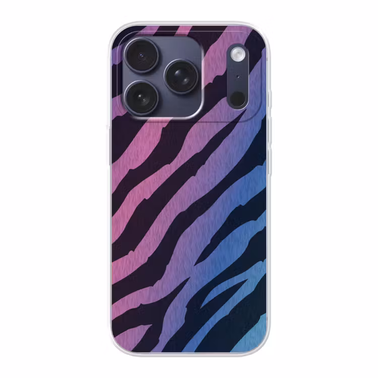 Tijgerprint - Blauw - Paars - Kleurrijk Telefoonhoesje iPhone 17 Pro klein -3d