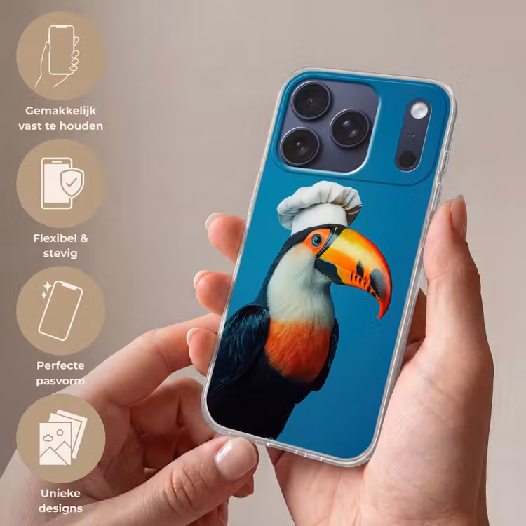 Toekan - Papegaai - Vogel - Koksmuts Telefoonhoesje iPhone 17 Pro klein -sfeer3_NL