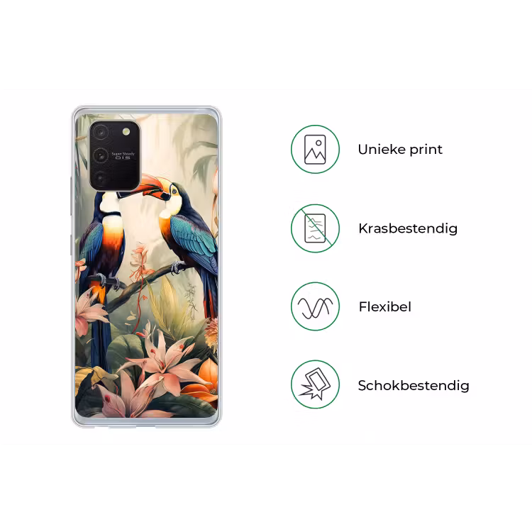Toekan - Vogels - Bloemen - Natuur - Jungle Telefoonhoesje Samsung Galaxy S10 Lite klein -specsS10Lite