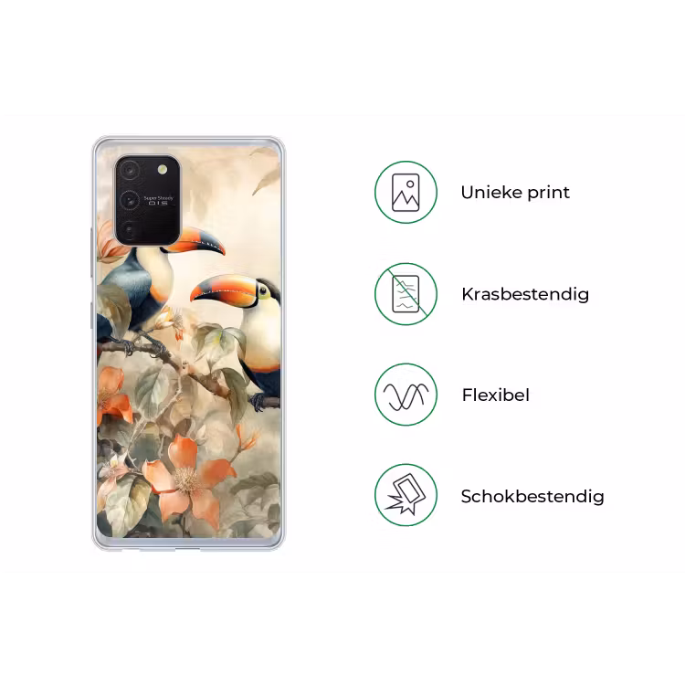 Toekan - Vogels - Bloemen - Tak Telefoonhoesje Samsung Galaxy S10 Lite klein -specsS10Lite