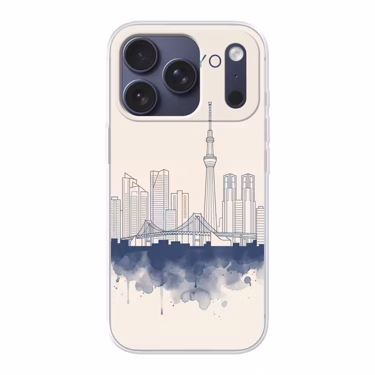 Tokyo - Skyline - Stad - Abstract - Blauw Telefoonhoesje iPhone 17 Pro klein -3d
