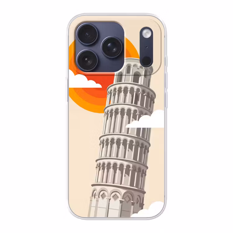 Toren - Pisa - Architectuur - Minimalistisch - Beige Telefoonhoesje iPhone 17 Pro klein -3d