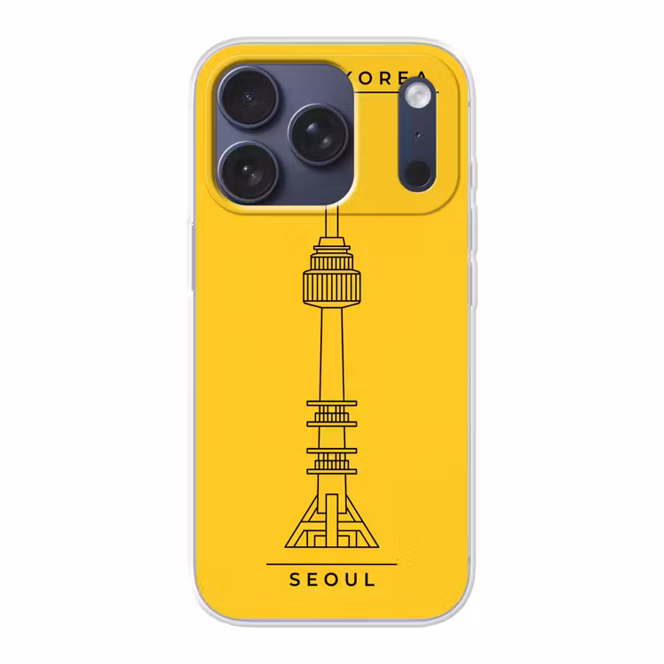 Toren - Seoul - Architectuur - Minimalistisch - Geel Telefoonhoesje iPhone 17 Pro klein -3d