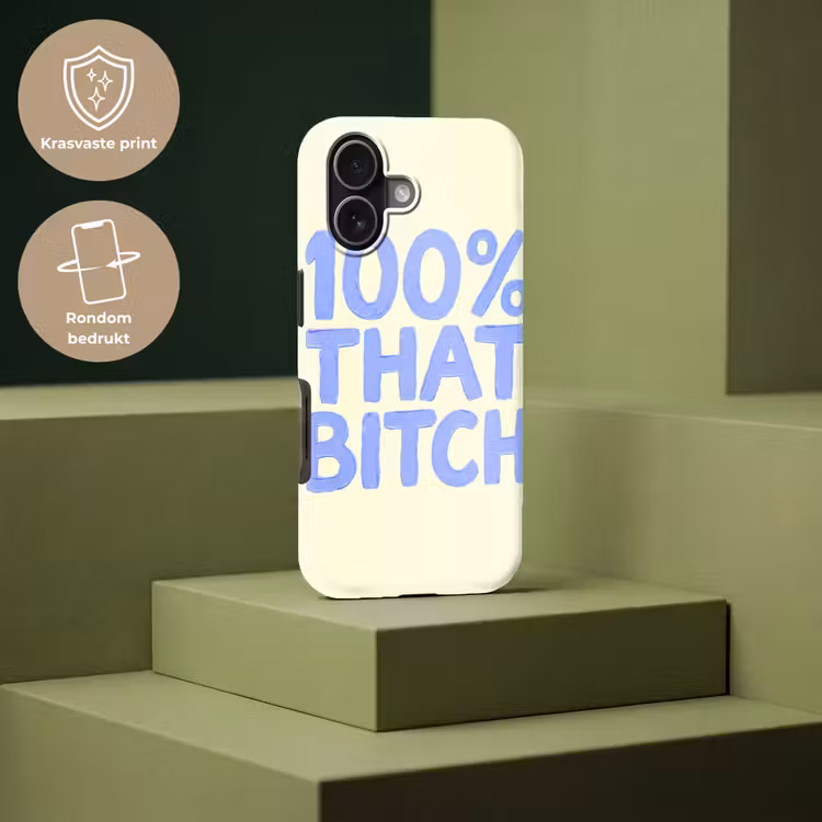 100% that bitch - Blauw - Wit Toughcase MagSafe Apple iPhone 17 klein -USP_PrintM_NL
