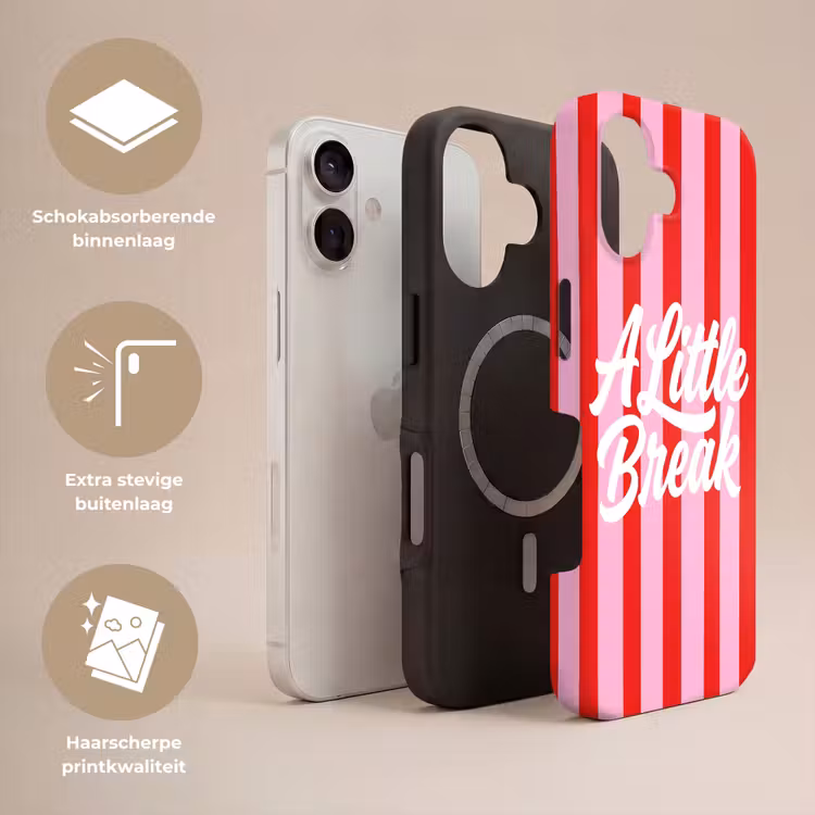 A Little Break - Strepen - Rood - Roze Toughcase MagSafe Apple iPhone 17 klein -USP_Lagen_NL