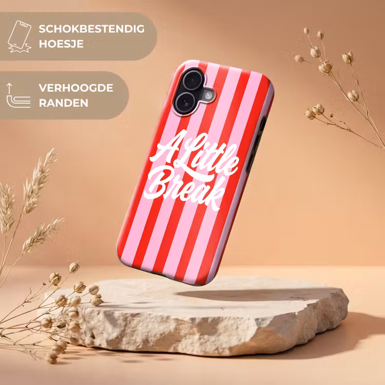 A Little Break - Strepen - Rood - Roze Toughcase MagSafe Apple iPhone 17 klein -USP_RandenV_NL