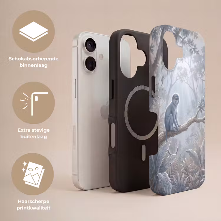 Aap - Boom - Jungle - Natuur - Grijs Toughcase MagSafe Apple iPhone 17 klein -USP_Lagen_NL