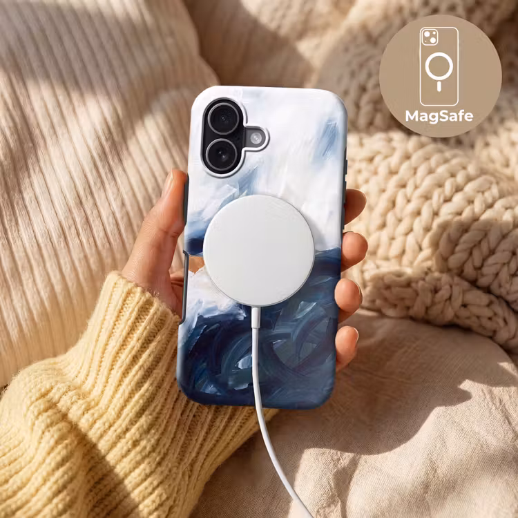Abstract - Acryl - Blauw - Goud - Elegant Toughcase MagSafe Apple iPhone 17 klein -USP_MagsafeV