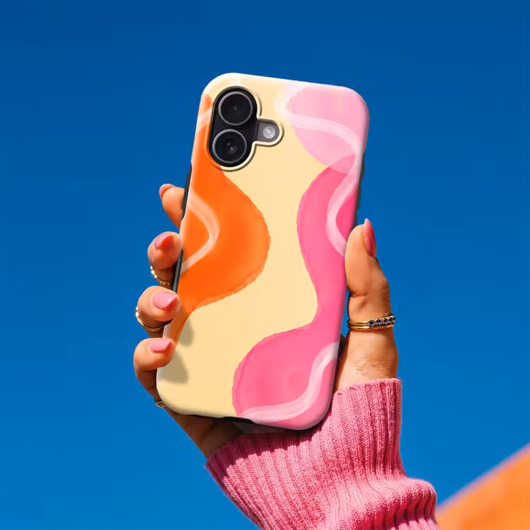 Abstract - Aquarel - Organisch - Oranje - Roze Toughcase MagSafe Apple iPhone 17 klein -Sfeer1V