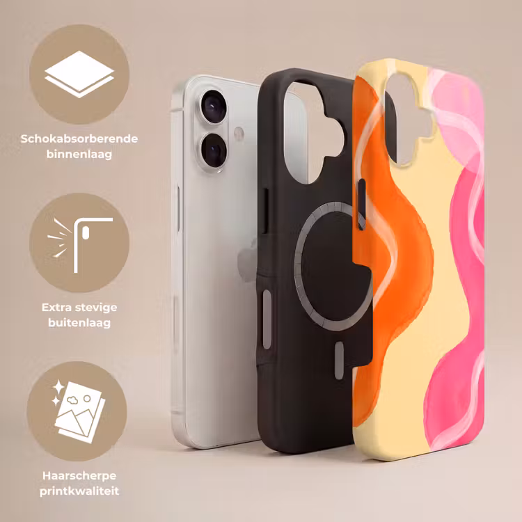 Abstract - Aquarel - Organisch - Oranje - Roze Toughcase MagSafe Apple iPhone 17 klein -USP_Lagen_NL