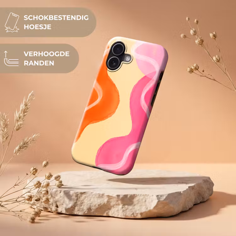 Abstract - Aquarel - Organisch - Oranje - Roze Toughcase MagSafe Apple iPhone 17 klein -USP_RandenV_NL
