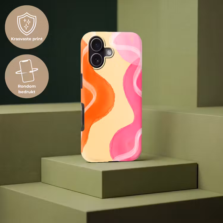 Abstract - Aquarel - Organisch - Oranje - Roze Toughcase MagSafe Apple iPhone 17 klein -USP_PrintM_NL