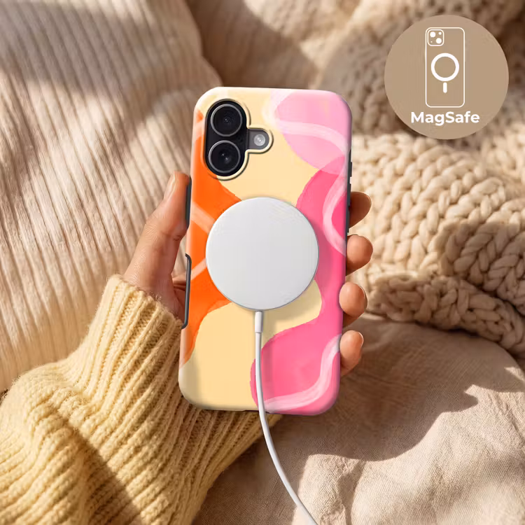 Abstract - Aquarel - Organisch - Oranje - Roze Toughcase MagSafe Apple iPhone 17 klein -USP_MagsafeV