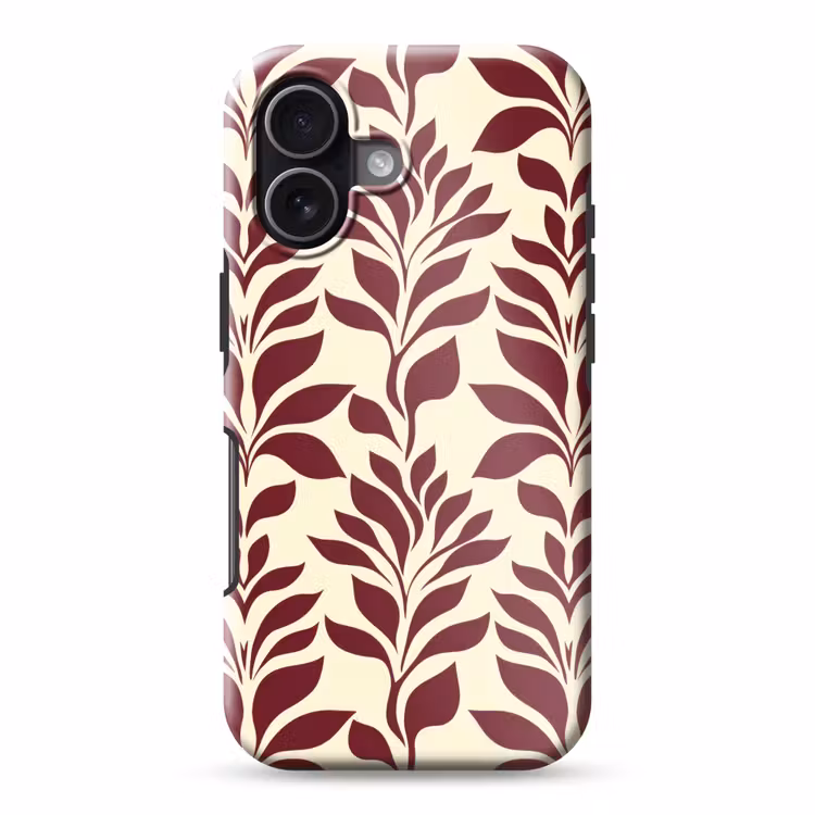 Abstract - Bladeren - Burgundy Toughcase MagSafe Apple iPhone 17 klein 1017 -3d