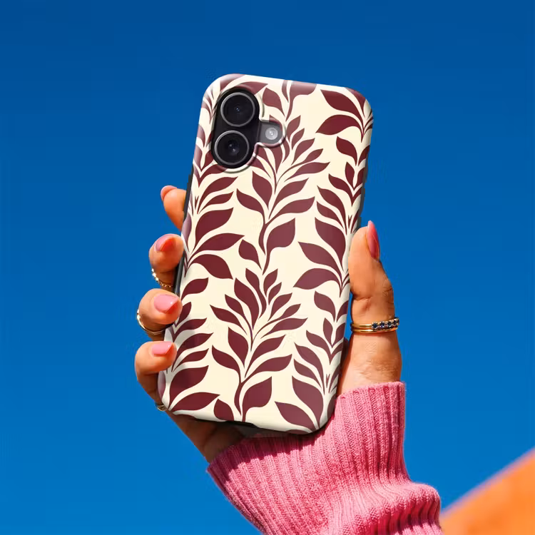 Abstract - Bladeren - Burgundy Toughcase MagSafe Apple iPhone 17 klein 1017 -Sfeer1V