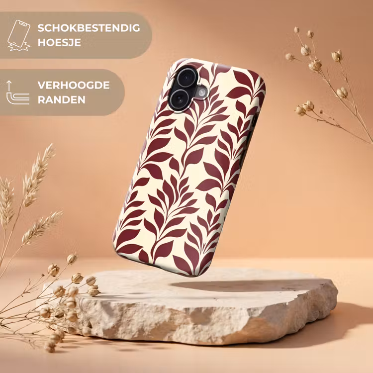 Abstract - Bladeren - Burgundy Toughcase MagSafe Apple iPhone 17 klein 1017 -USP_RandenV_NL
