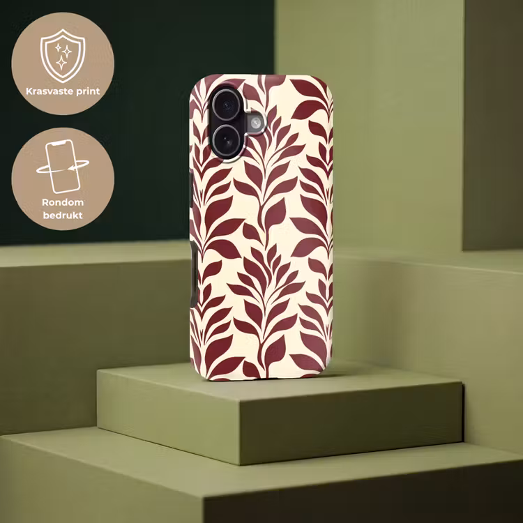 Abstract - Bladeren - Burgundy Toughcase MagSafe Apple iPhone 17 klein 1017 -USP_PrintM_NL