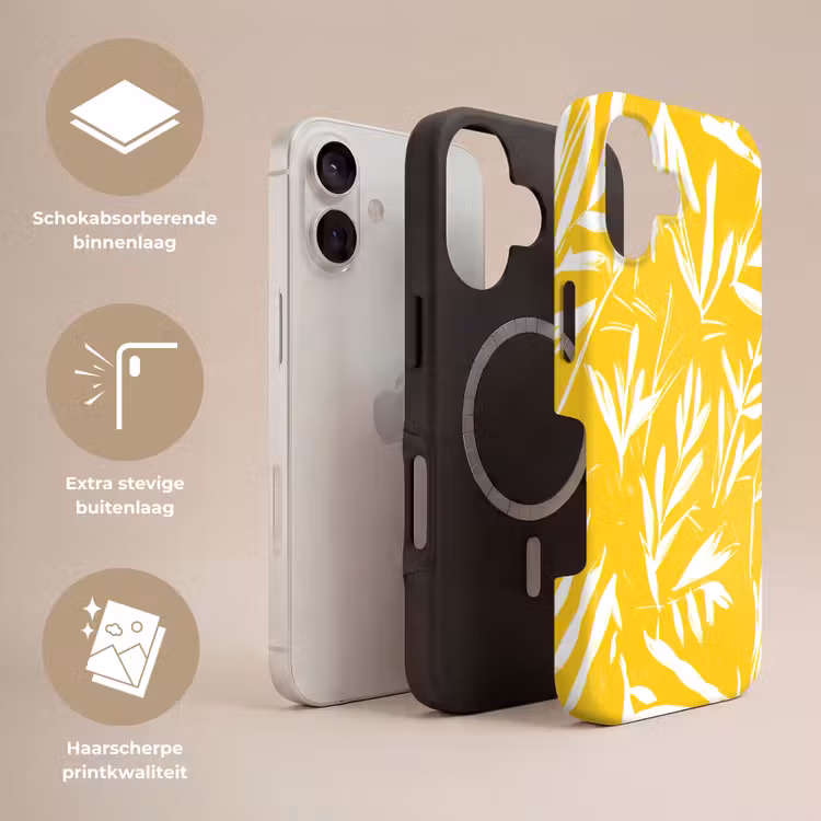Abstract - Bladeren - Geel - Penseelstreken Toughcase MagSafe Apple iPhone 17 klein -USP_Lagen_NL