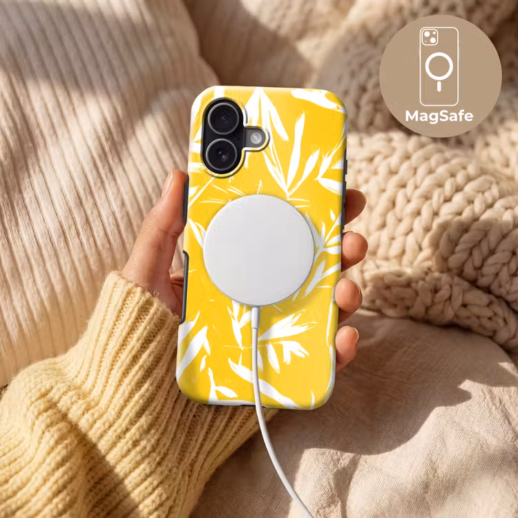 Abstract - Bladeren - Geel - Penseelstreken Toughcase MagSafe Apple iPhone 17 klein -USP_MagsafeV