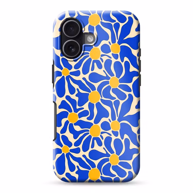 Abstract - Bloem - Blauw Toughcase MagSafe Apple iPhone 17 klein 1017 -3d
