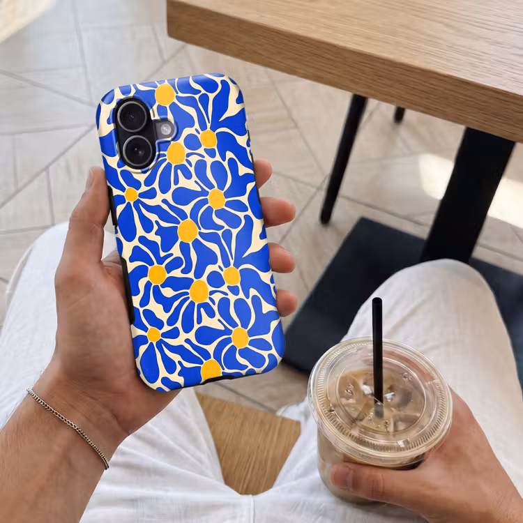 Abstract - Bloem - Blauw Toughcase MagSafe Apple iPhone 17 klein 1017 -Sfeer1M