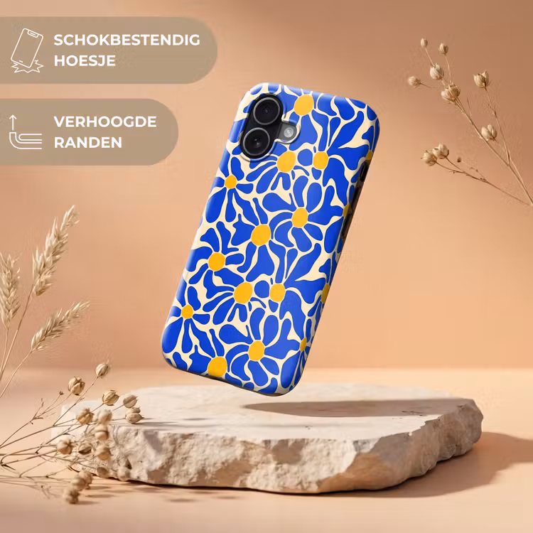 Abstract - Bloem - Blauw Toughcase MagSafe Apple iPhone 17 klein 1017 -USP_RandenV_NL