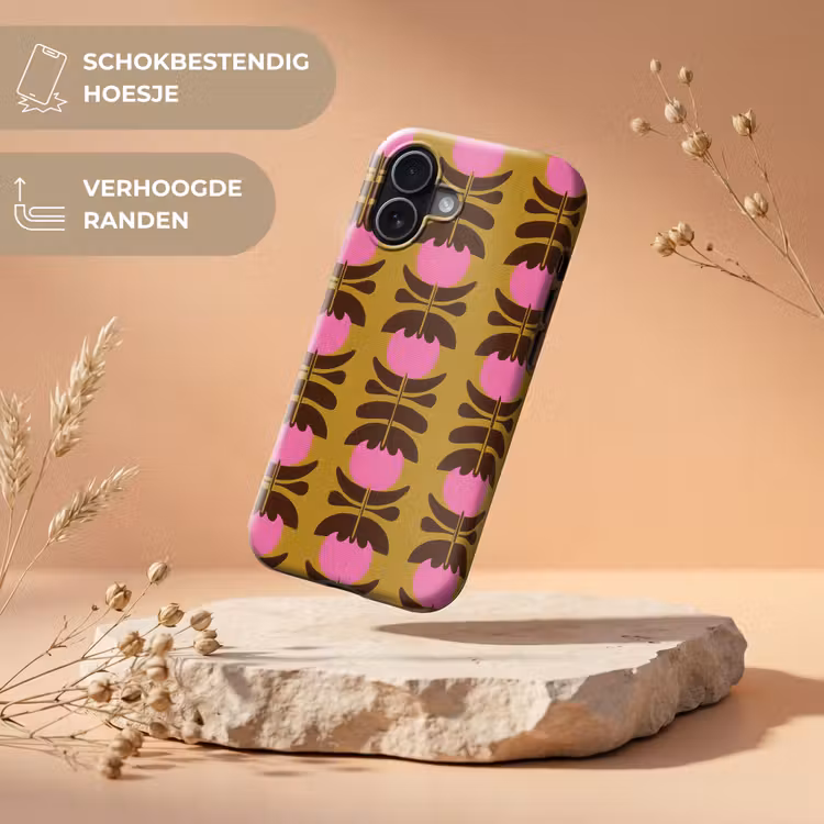 Abstract - Bloemen - Roze Toughcase MagSafe Apple iPhone 17 klein 1017 -USP_RandenV_NL