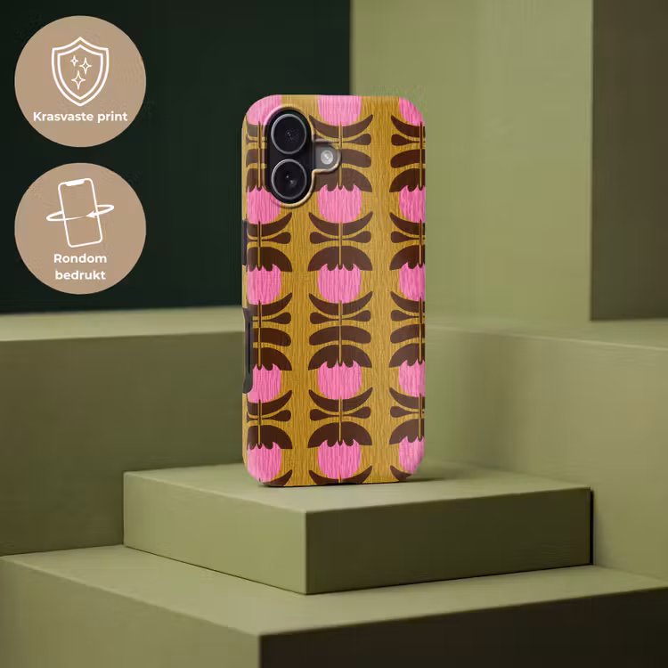 Abstract - Bloemen - Roze Toughcase MagSafe Apple iPhone 17 klein 1017 -USP_PrintM_NL