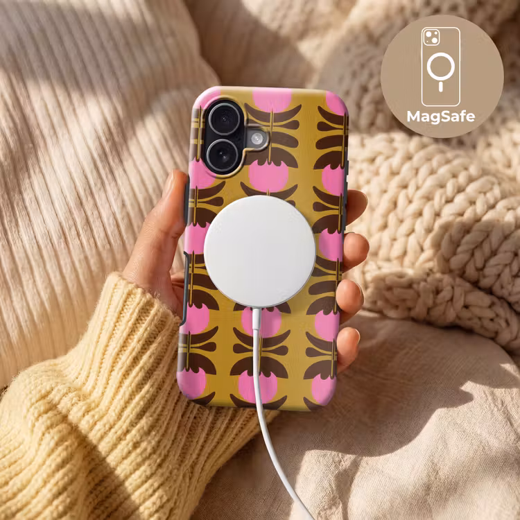 Abstract - Bloemen - Roze Toughcase MagSafe Apple iPhone 17 klein 1017 -USP_MagsafeV
