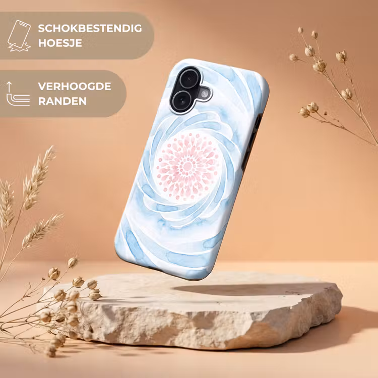 Abstract - Bloemvorm - Aquarel - Roze - Blauw Toughcase MagSafe Apple iPhone 17 klein -USP_RandenV_NL