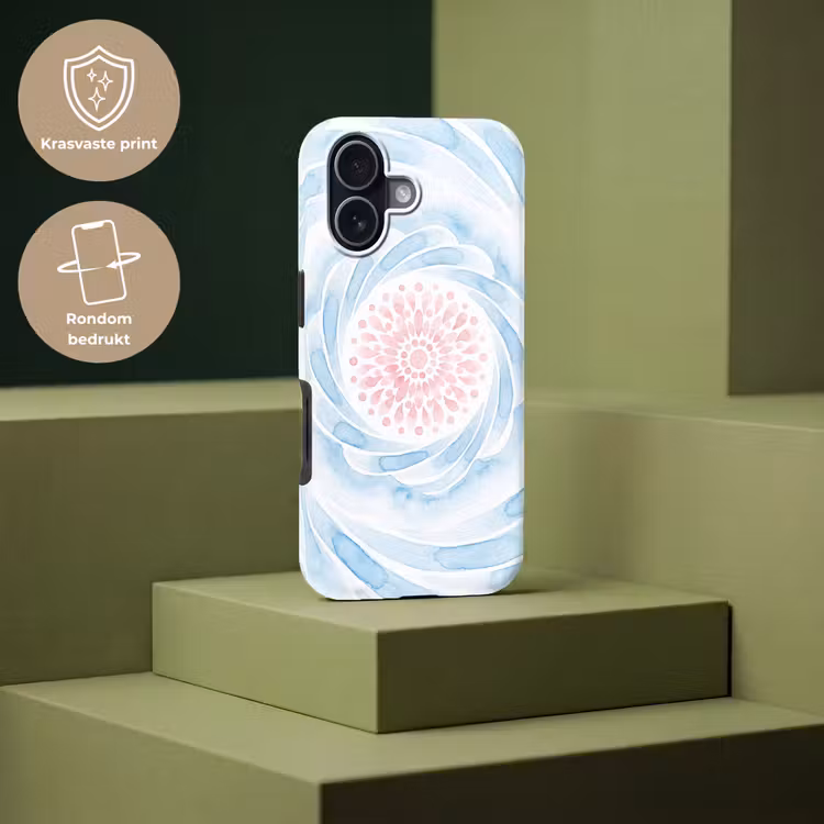 Abstract - Bloemvorm - Aquarel - Roze - Blauw Toughcase MagSafe Apple iPhone 17 klein -USP_PrintM_NL
