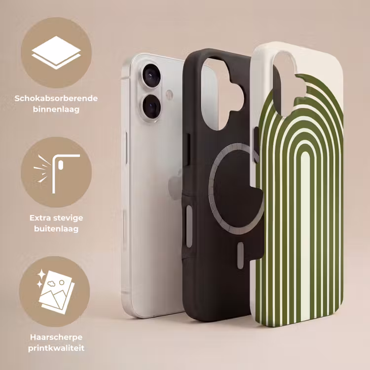 Abstract - Bogen - Modern - Groen - Kunst Toughcase MagSafe Apple iPhone 17 klein -USP_Lagen_NL